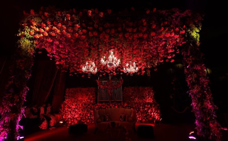 floral ceiling for wedding stage