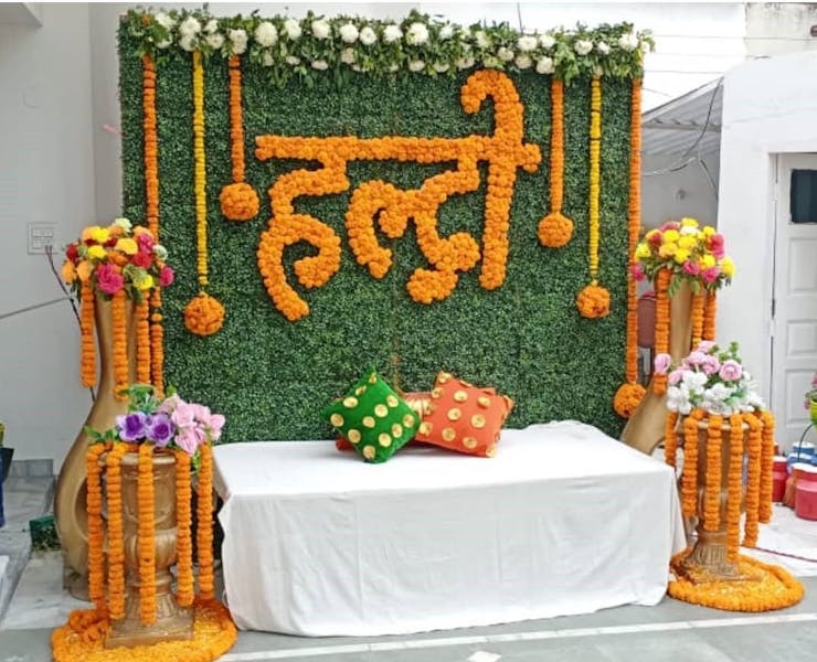indian haldi ceremony decoration