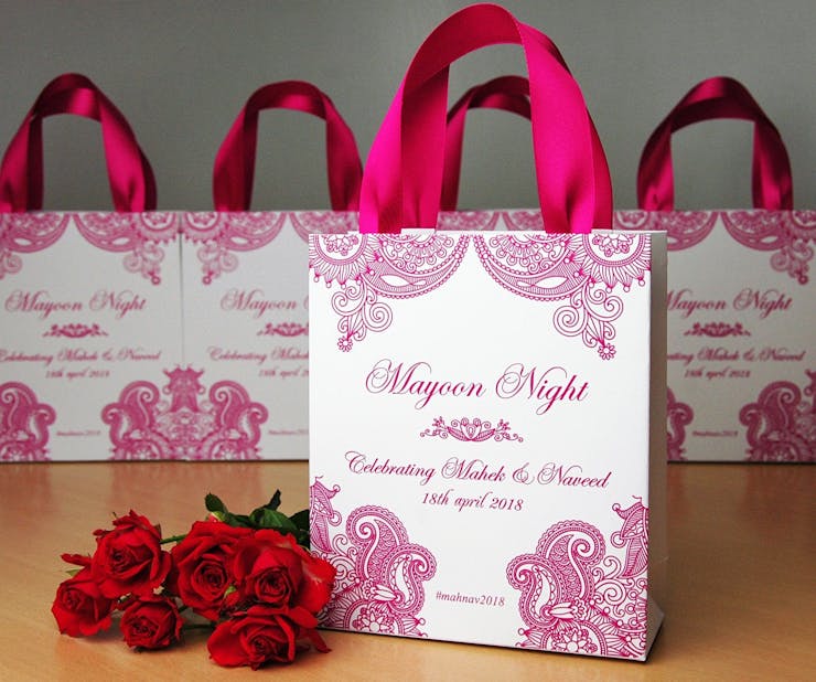 Personalized Wedding Floral Tote Bags Gift for India