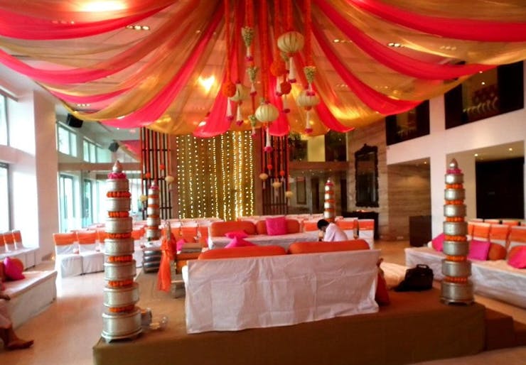 traditional drapes ceiling decor for indian weddings