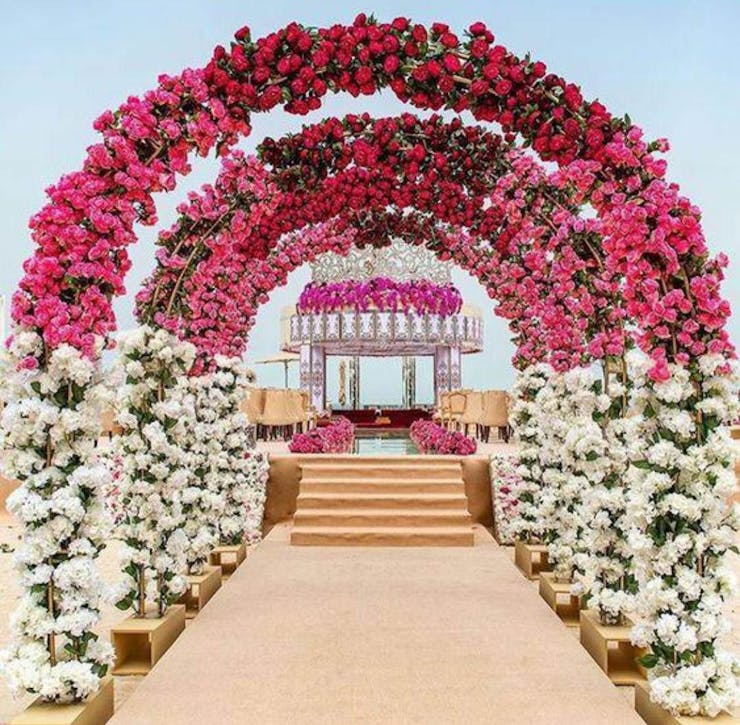 unique decoration of wedding walkway