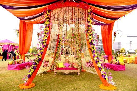 Beautiful Mehndi Outdoor Stage Decoration - Flowers For You - Medium