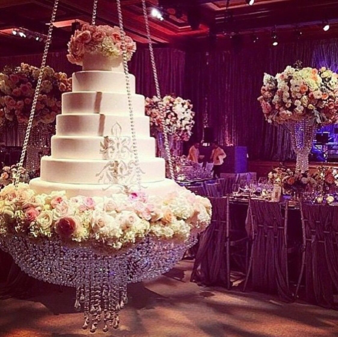 5-tier Orange & Pink Wedding Cake with our crystal chandel… | Flickr