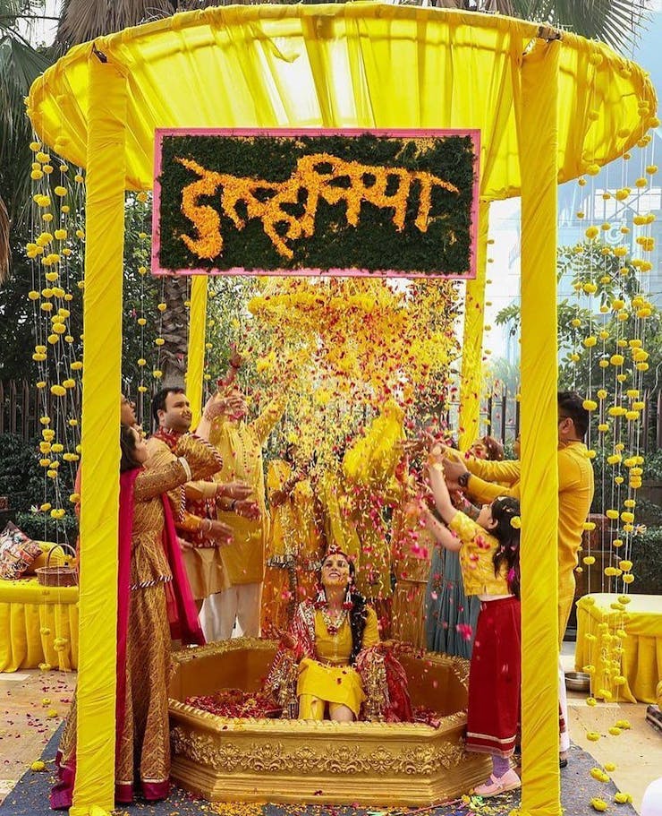 traditional haldi theme decor