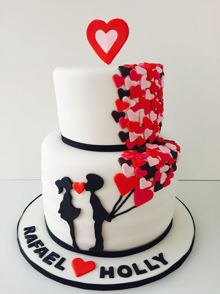 two-tier engagement cake design