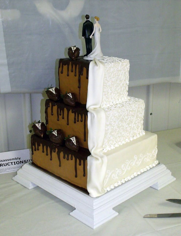 half & half wedding cake design
