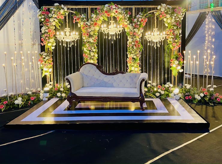 Fairy lights and a tonne of flowers