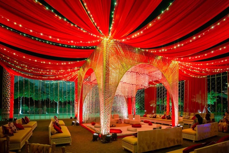 red mandap decoration