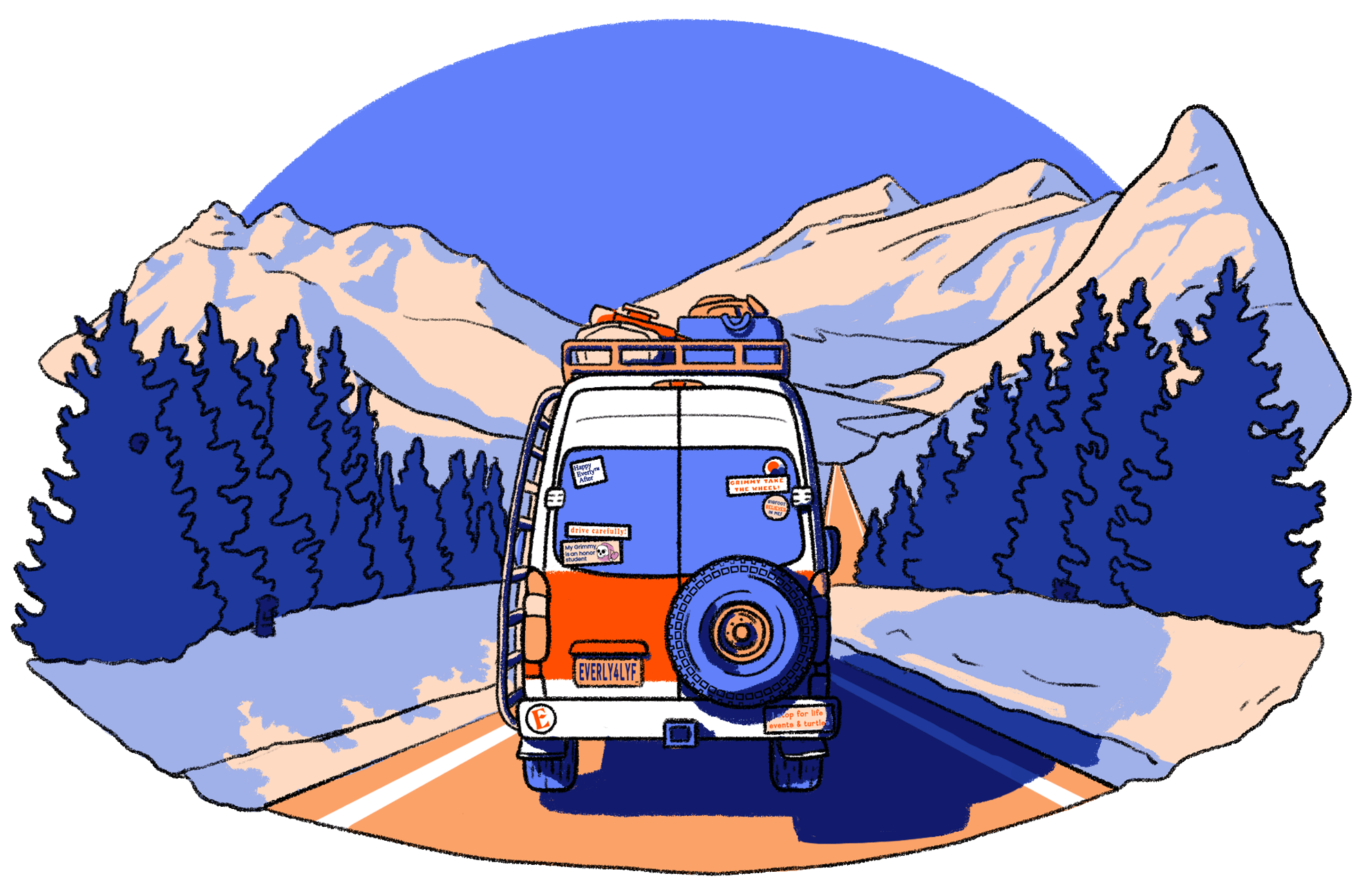 Image of camper van driving through national park