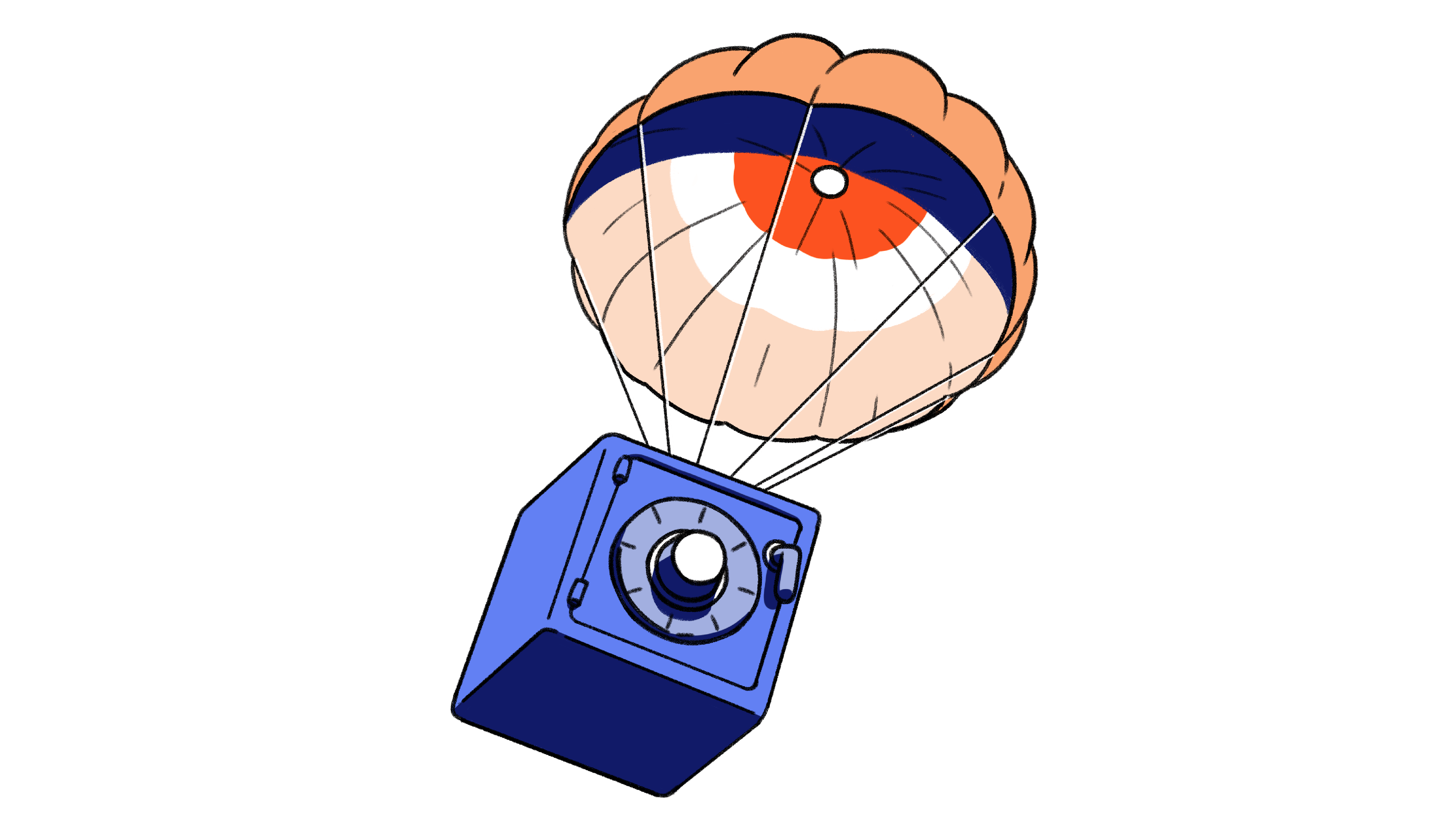 A safe with a parachute