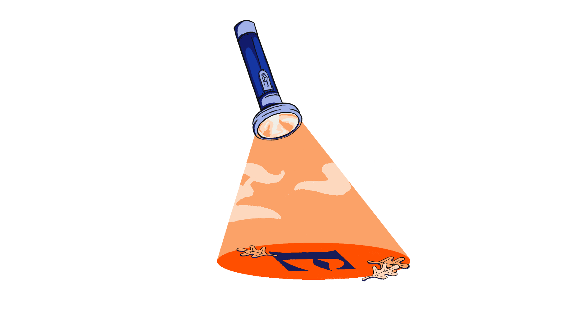 Flashlight shining a light on Everly logo