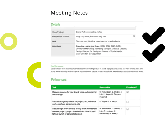 Evernote Template example