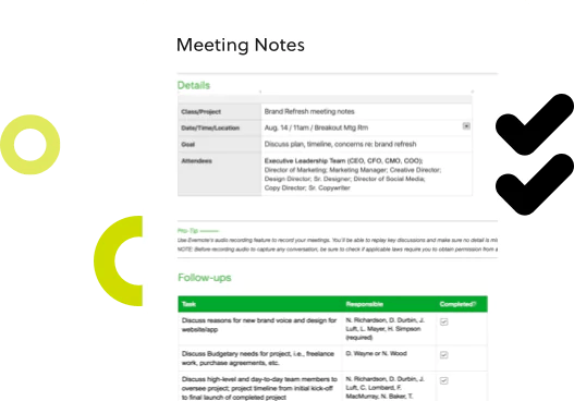 Image 1 for Evernote Meeting Notes Template