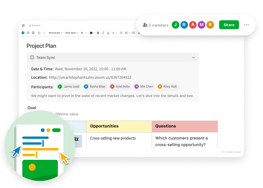 Evernote Teams project planning
