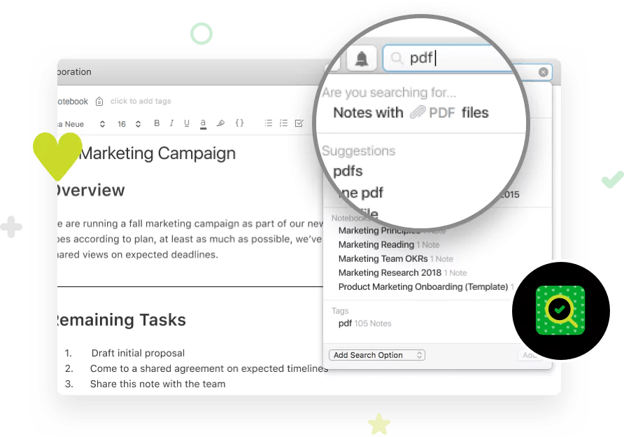 PDF Search Evernote UI