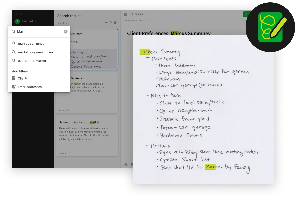 Handwriting Search feature Evernote