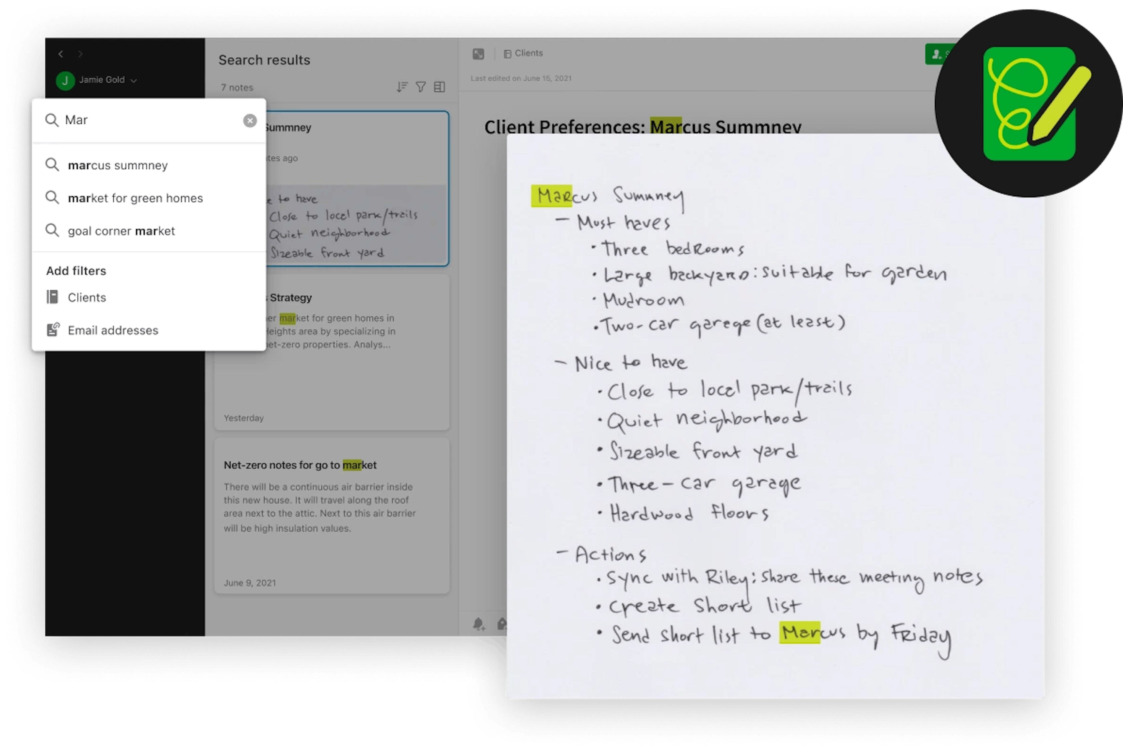 Handwriting Search feature Evernote