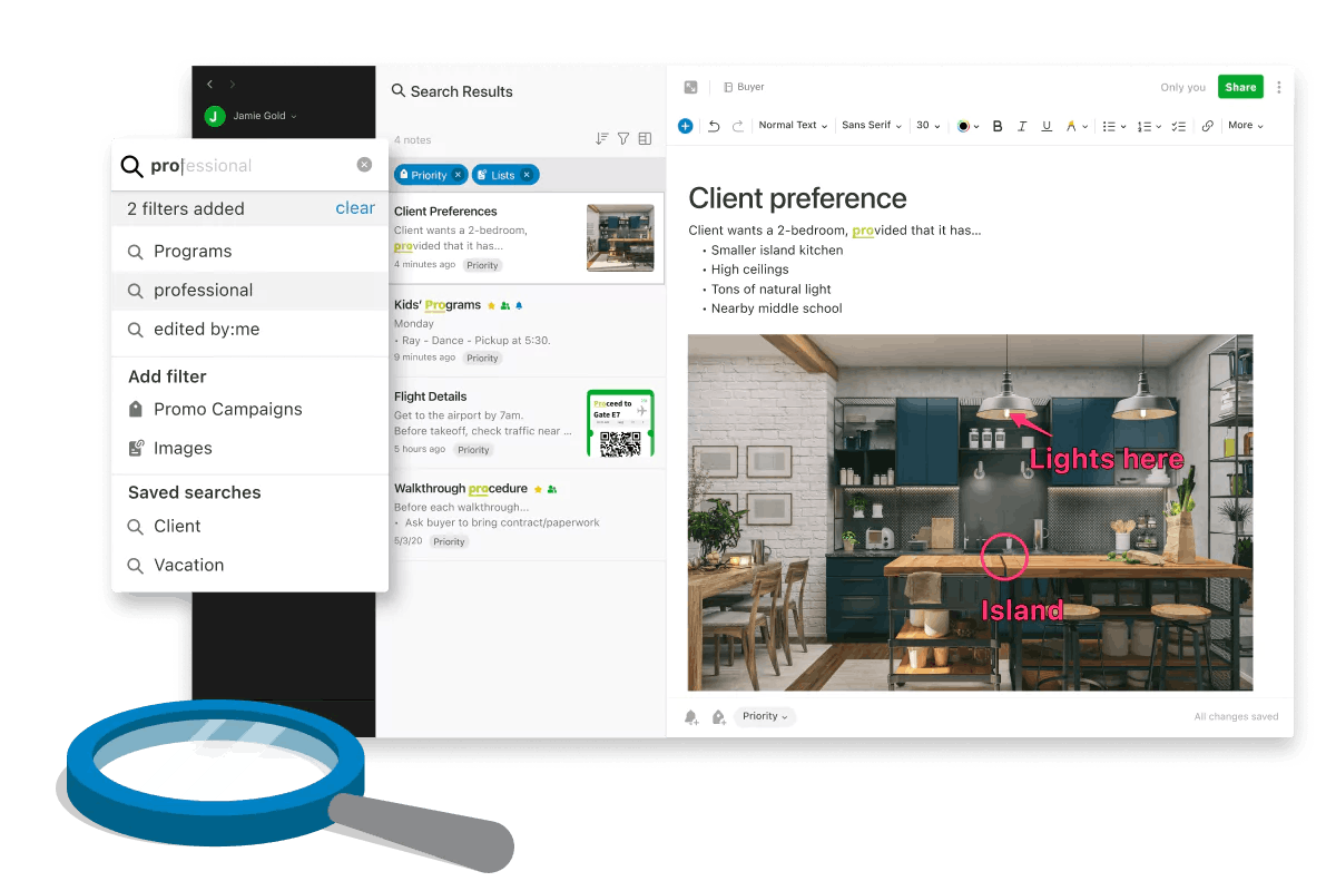 Search Evernote feature showcase