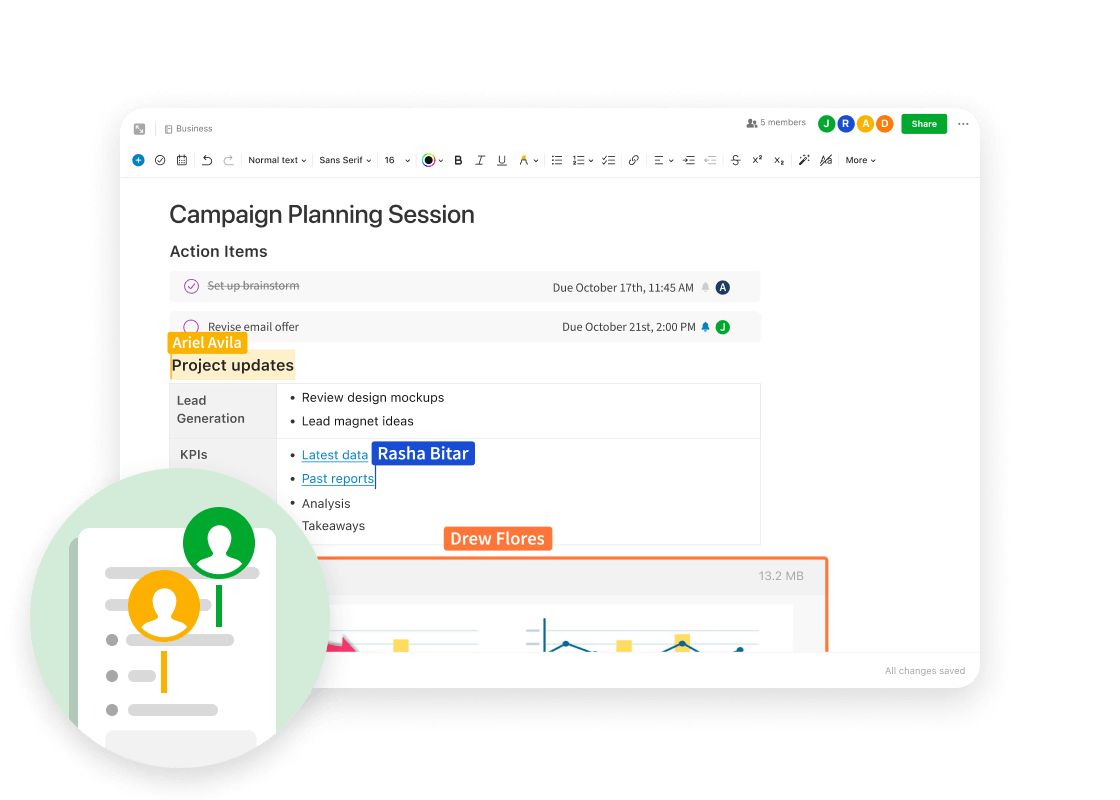 Collaboration features in Evernote Teams