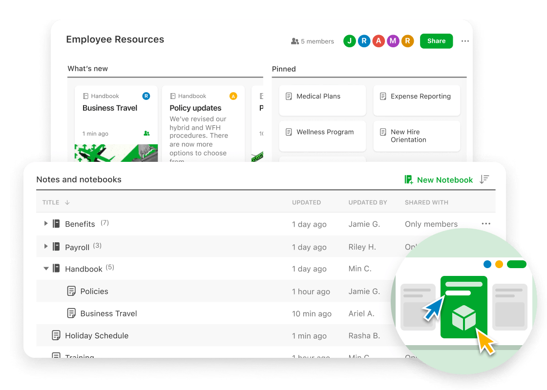 Sharable resources in Evernote Teams