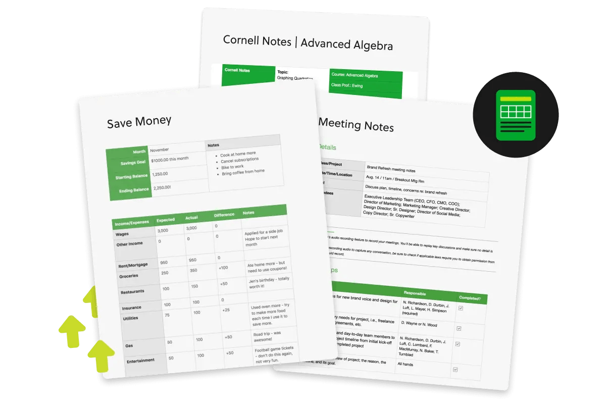 Evernote Templates showcase
