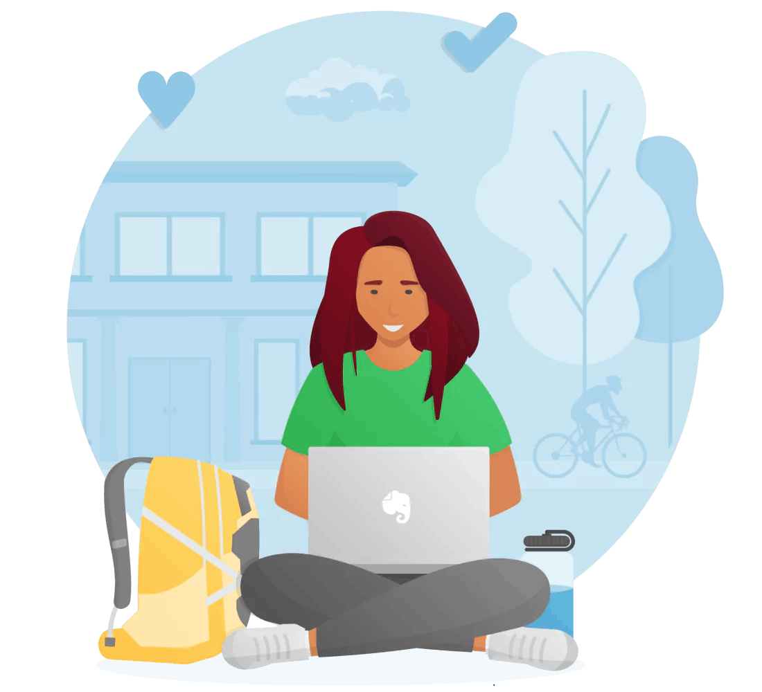 Student studying with evernote