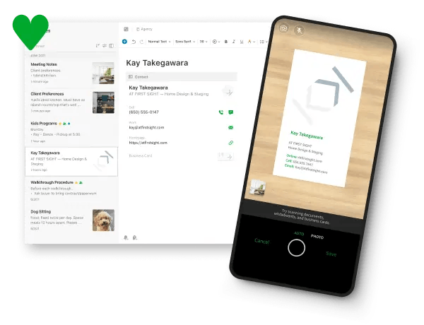 A phone showcasing the Document Scanning feature of Evernote
