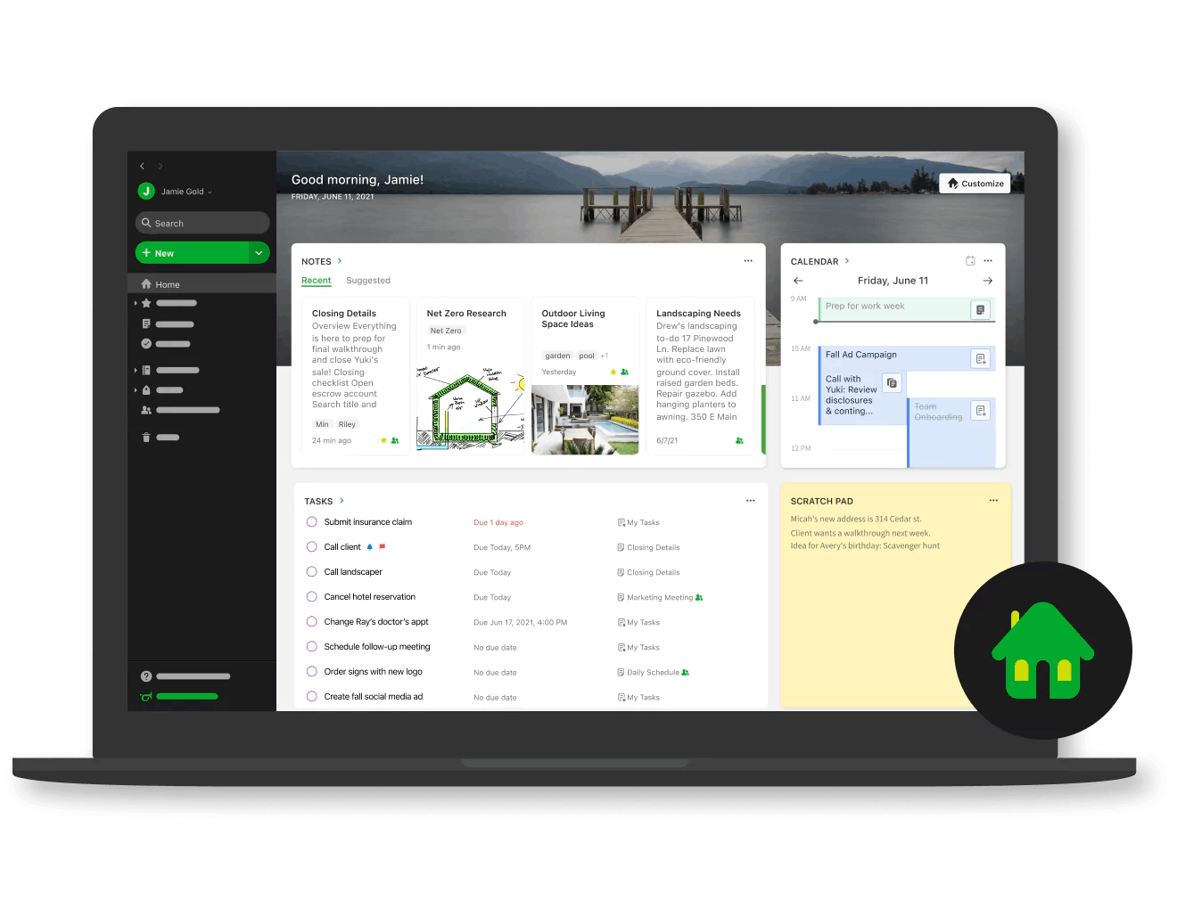 Evernote Home showcase