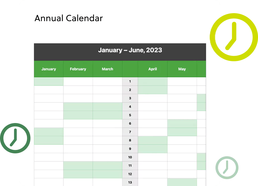 annual calendar template excel