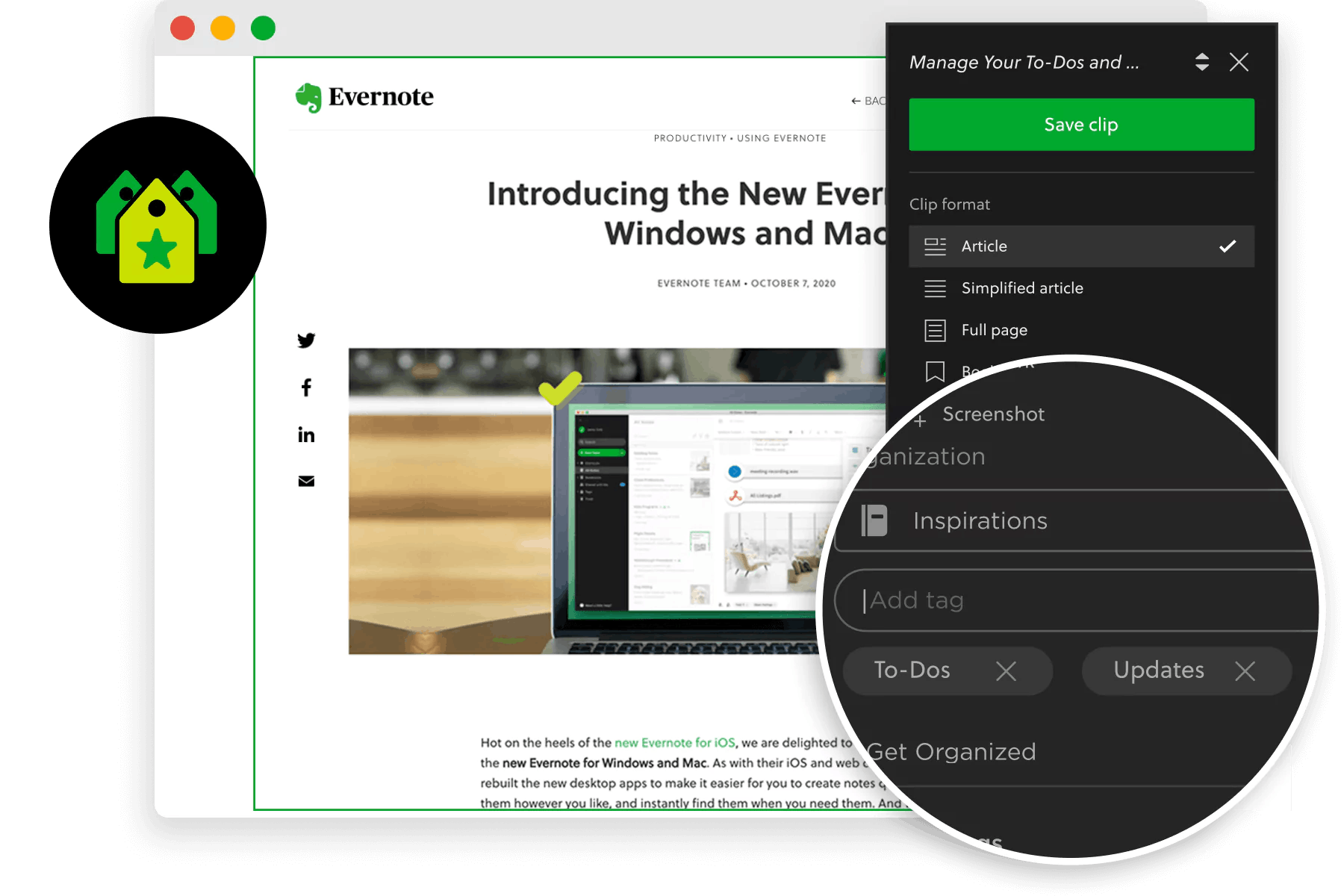 Web Clipper Evernote tags feature showcase