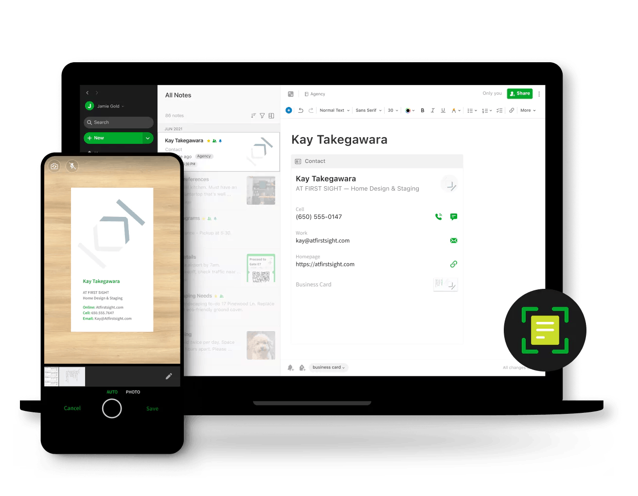 Document scanning feature of Evernote
