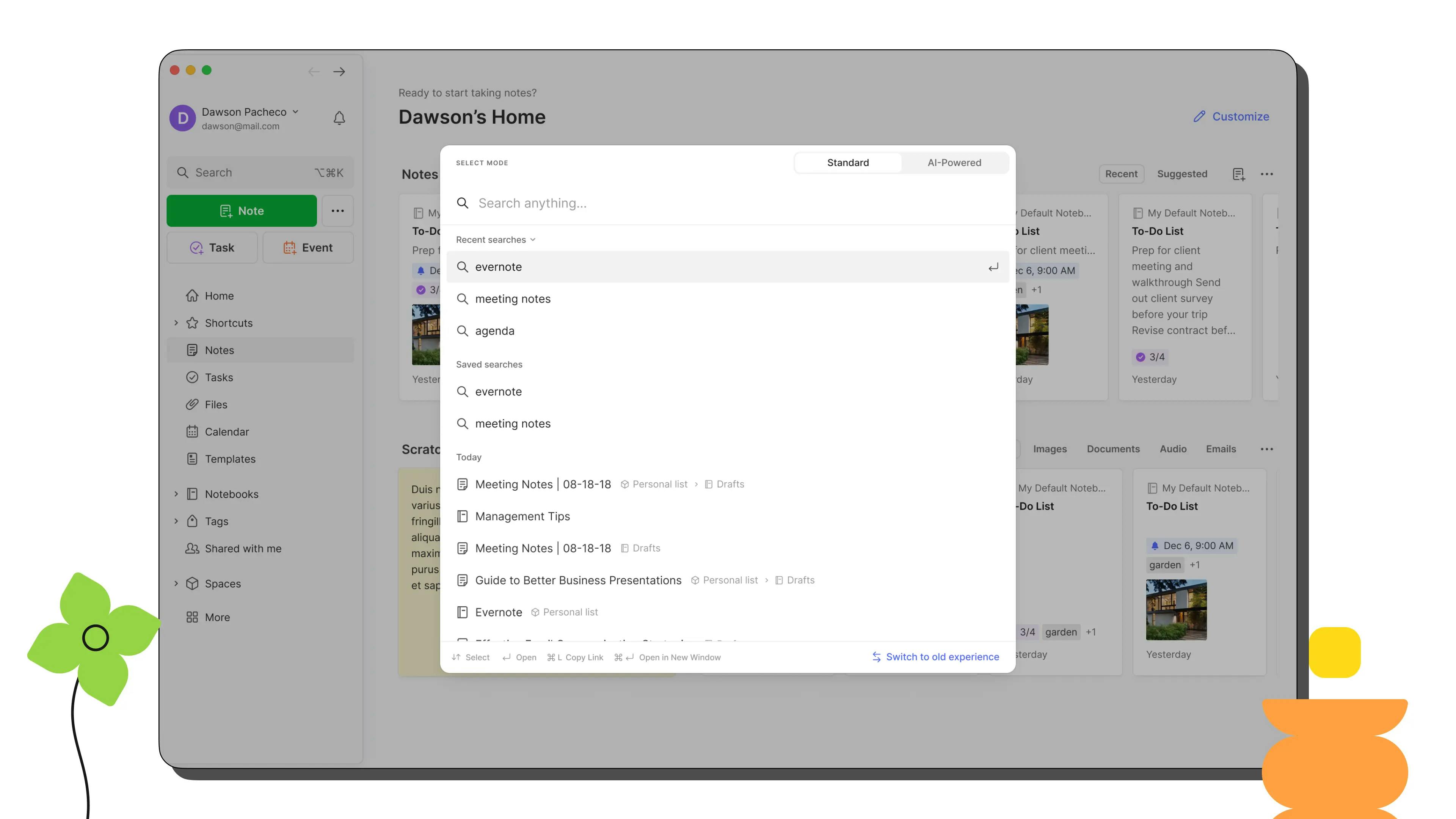 Evernote new Search experience