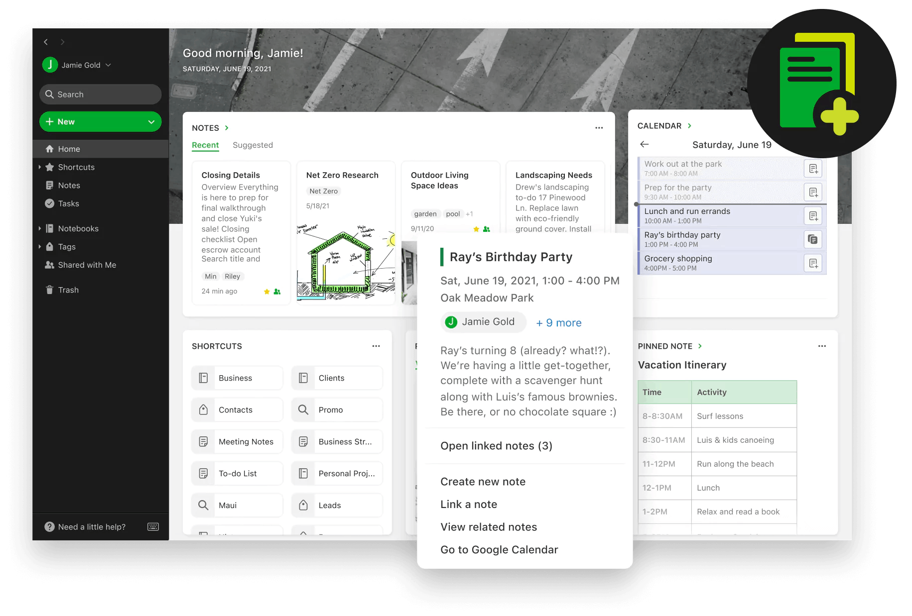 Gerir notificações de eventos de calendário do Evernote – Ajuda e