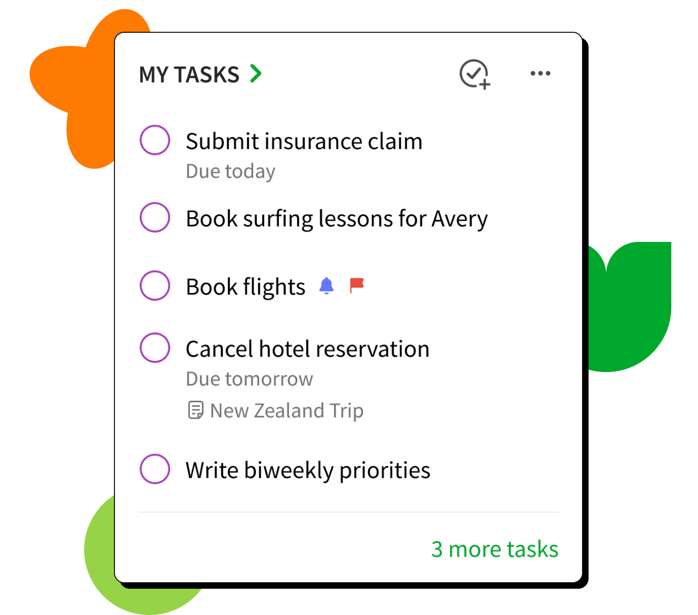 tasks widget screen