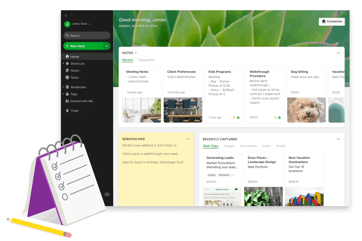 Calendar integration of Evernote