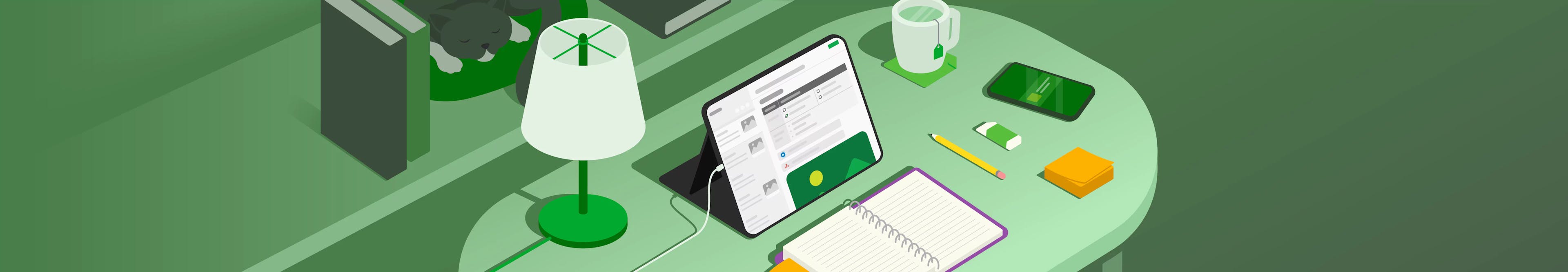 Illustration of many devices using Evernote