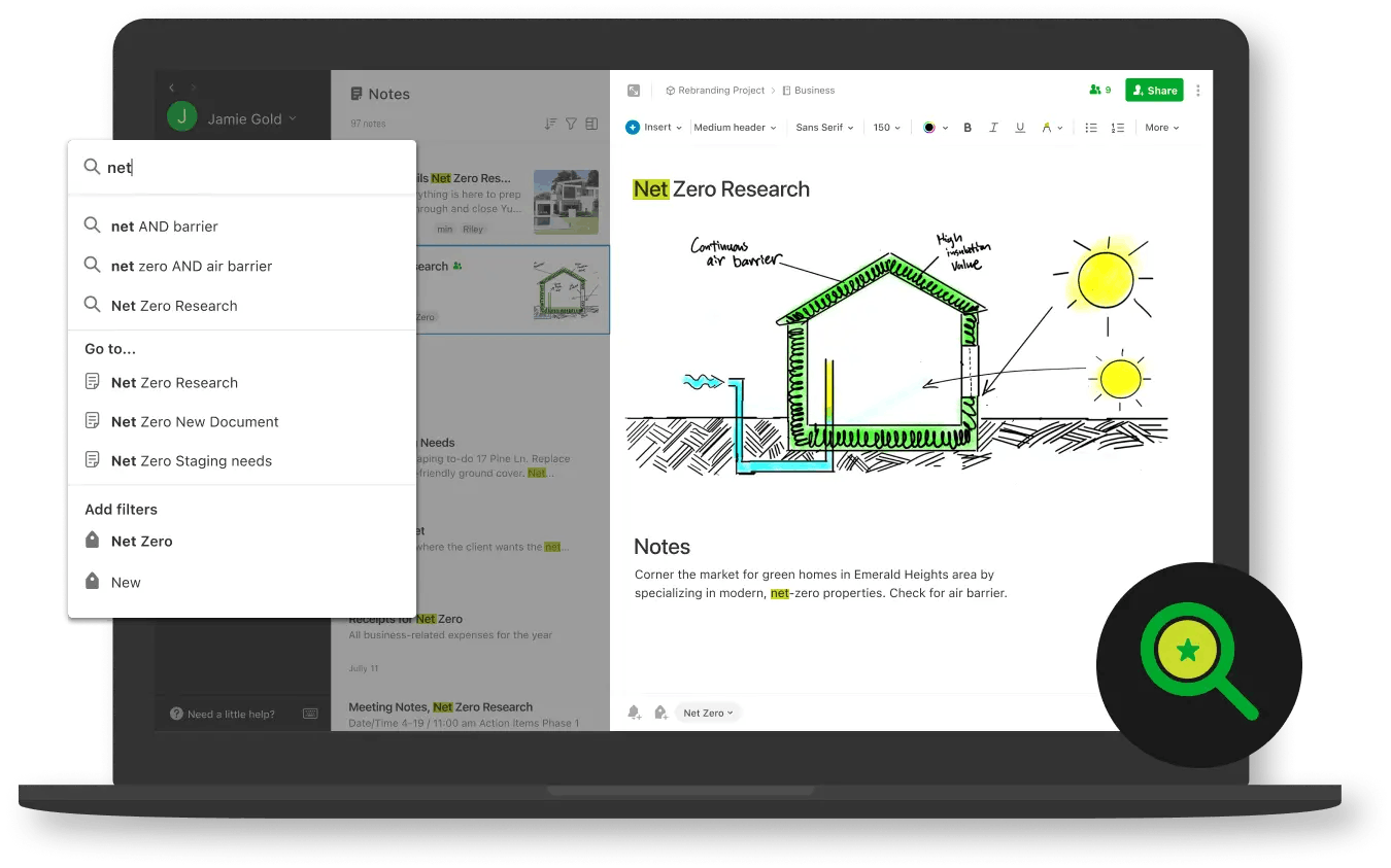 Evernote search feature showcase