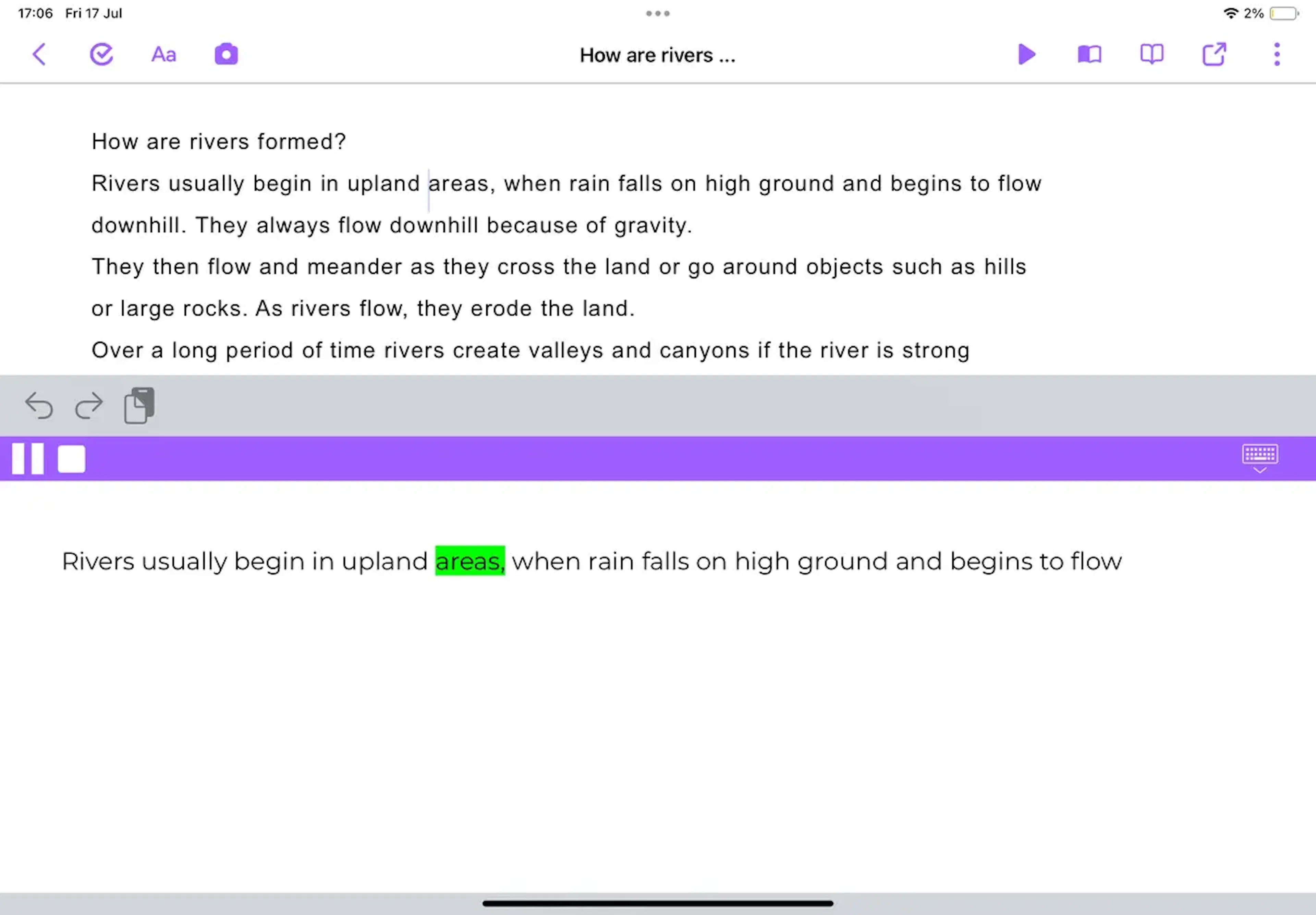 Spelling support in Read&Write for iPad