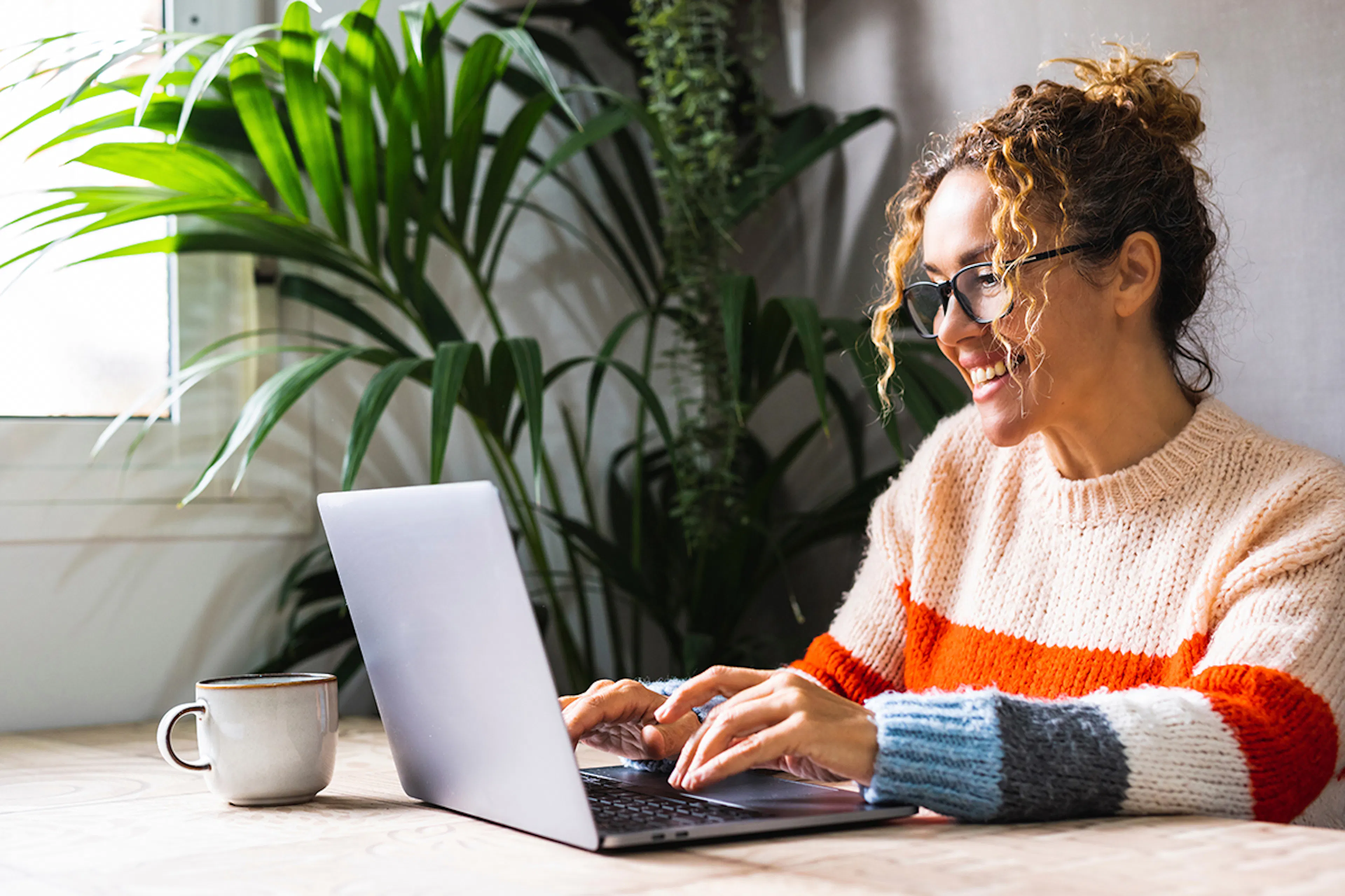 Adult using laptop