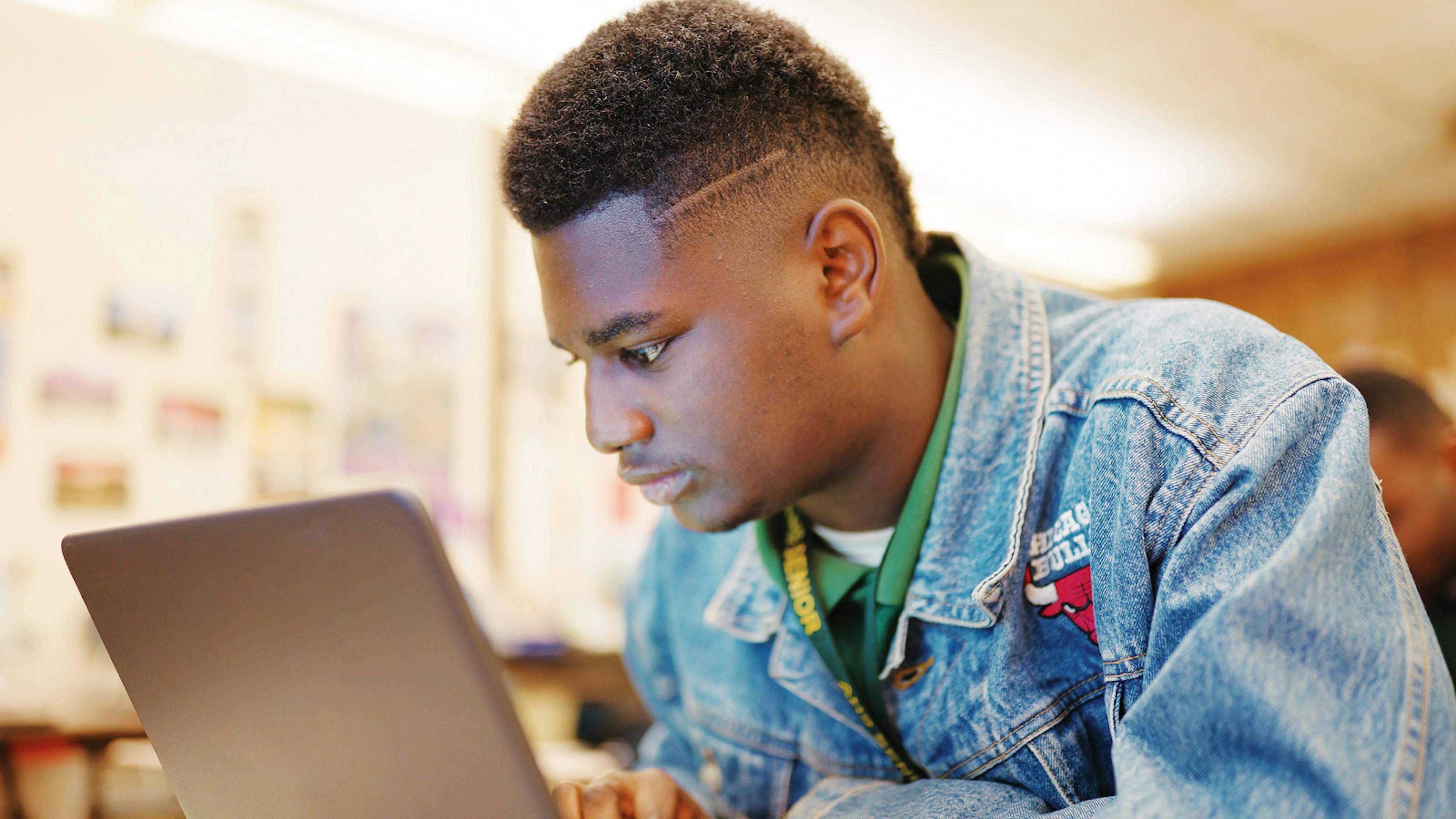 Student using laptop