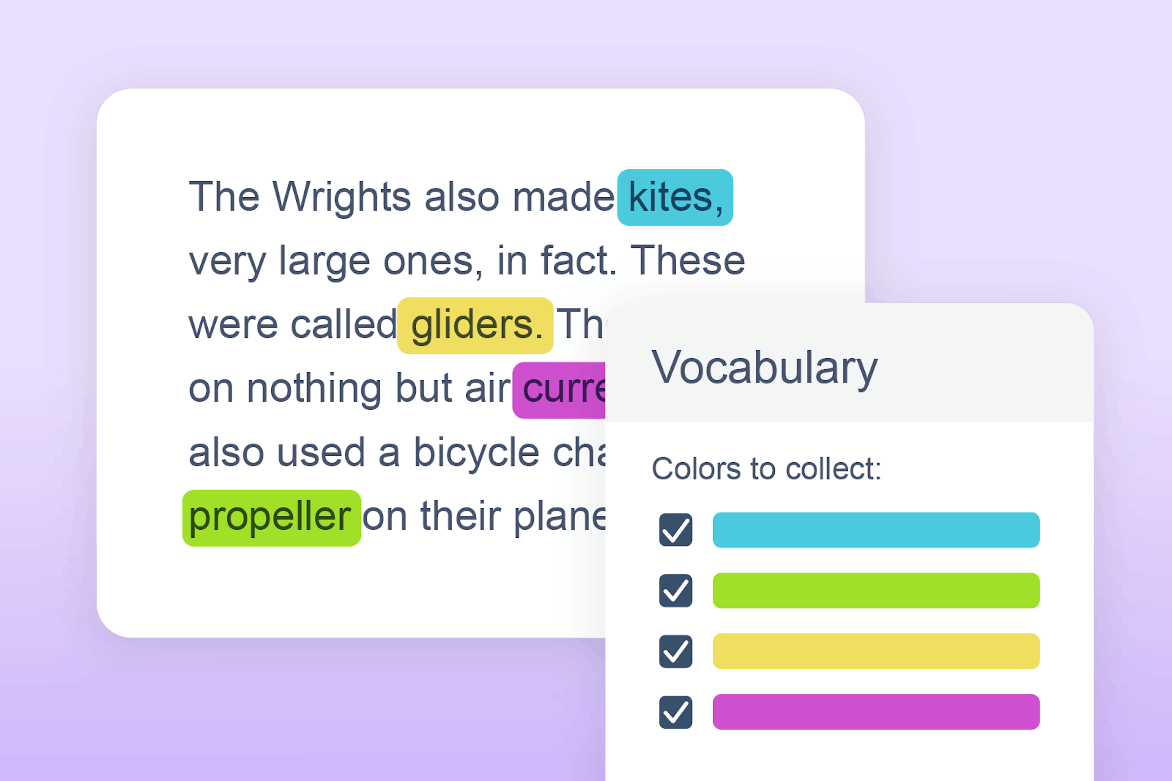 Vocabulary List feature in action