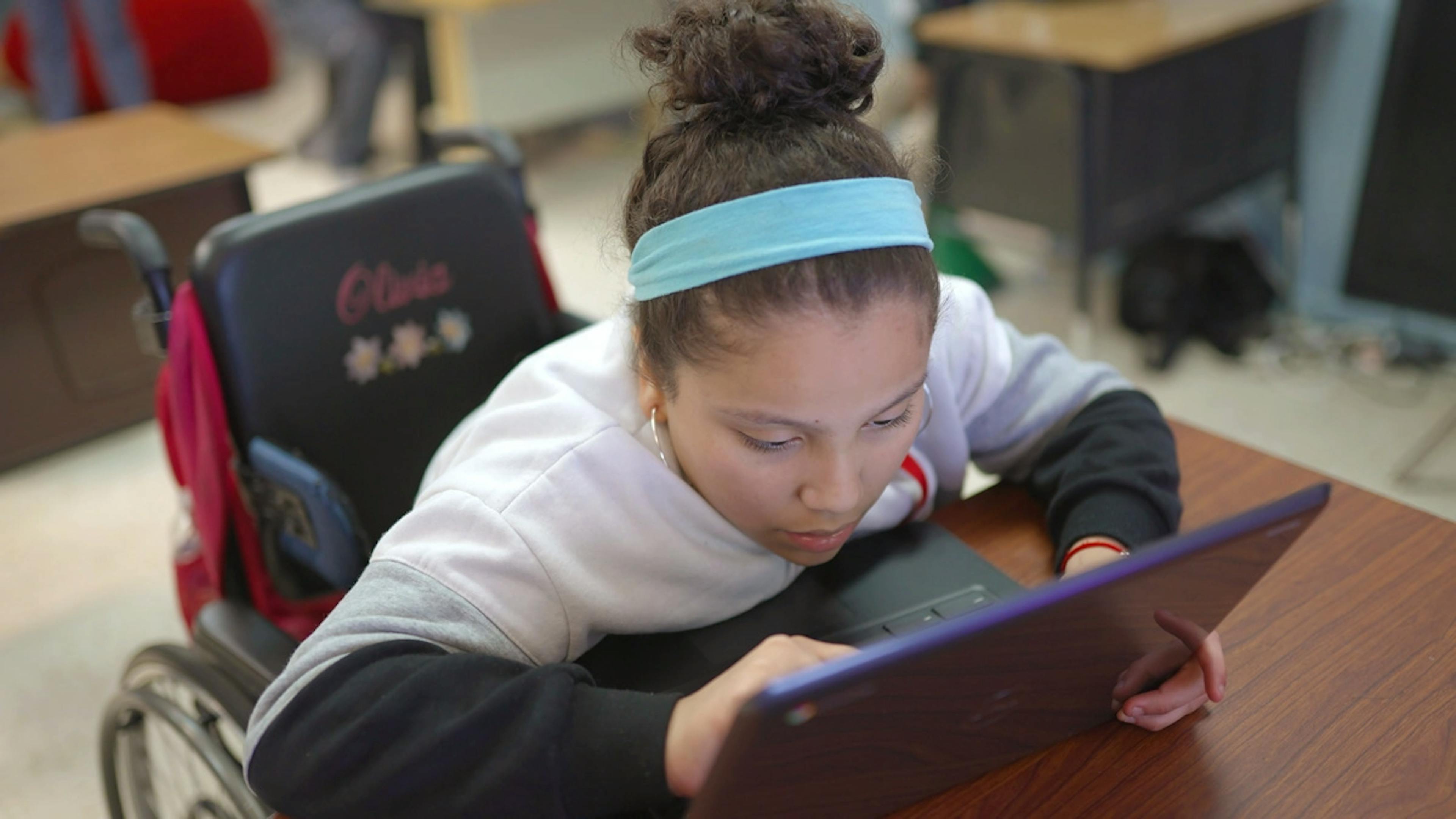 A student using an tablet device