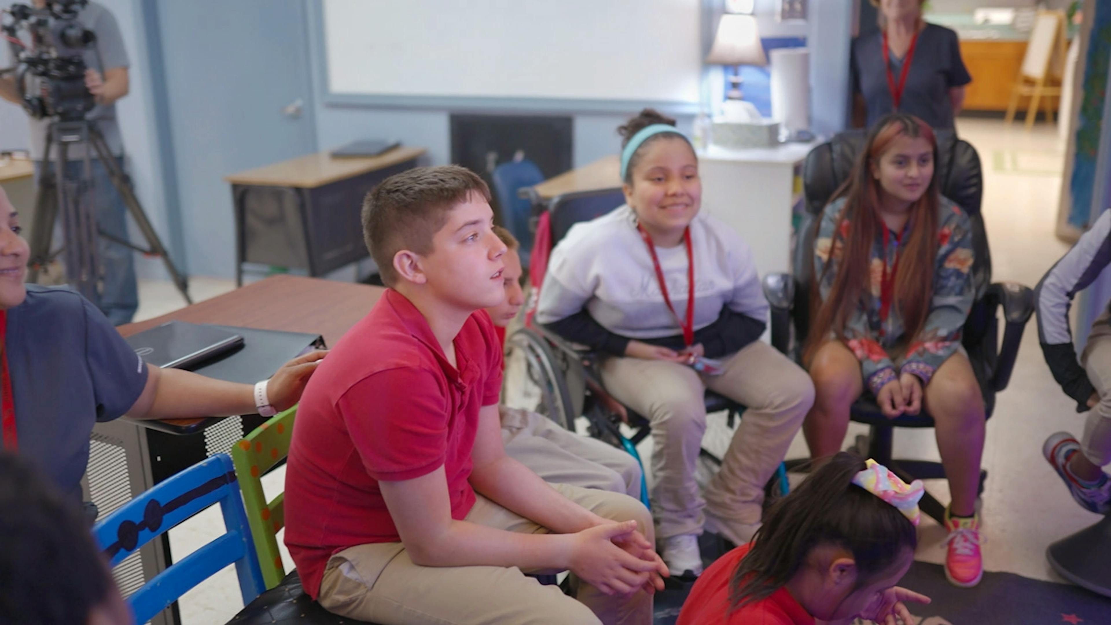 A group of students in a classroom