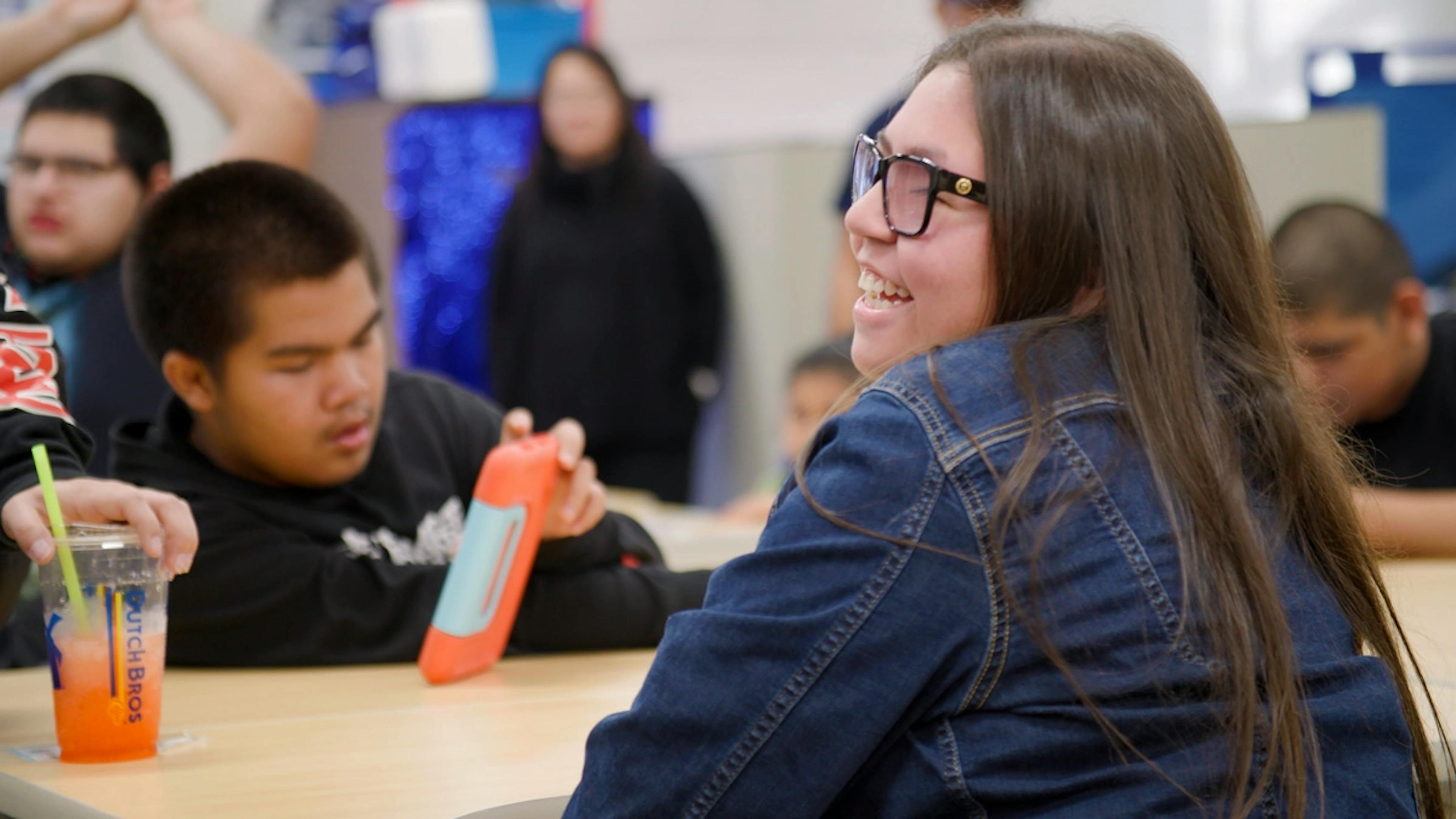 A student in a classroom