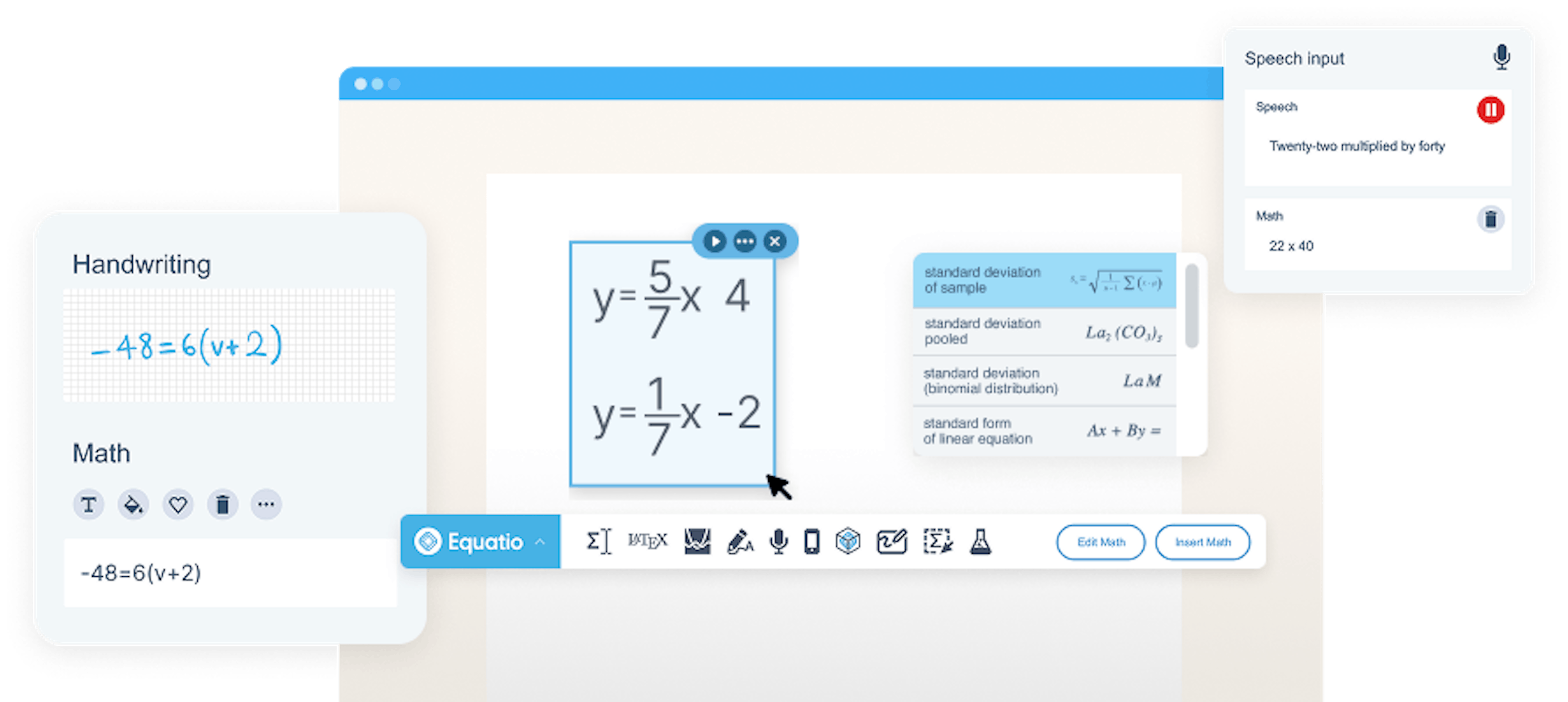 Equatio product UI