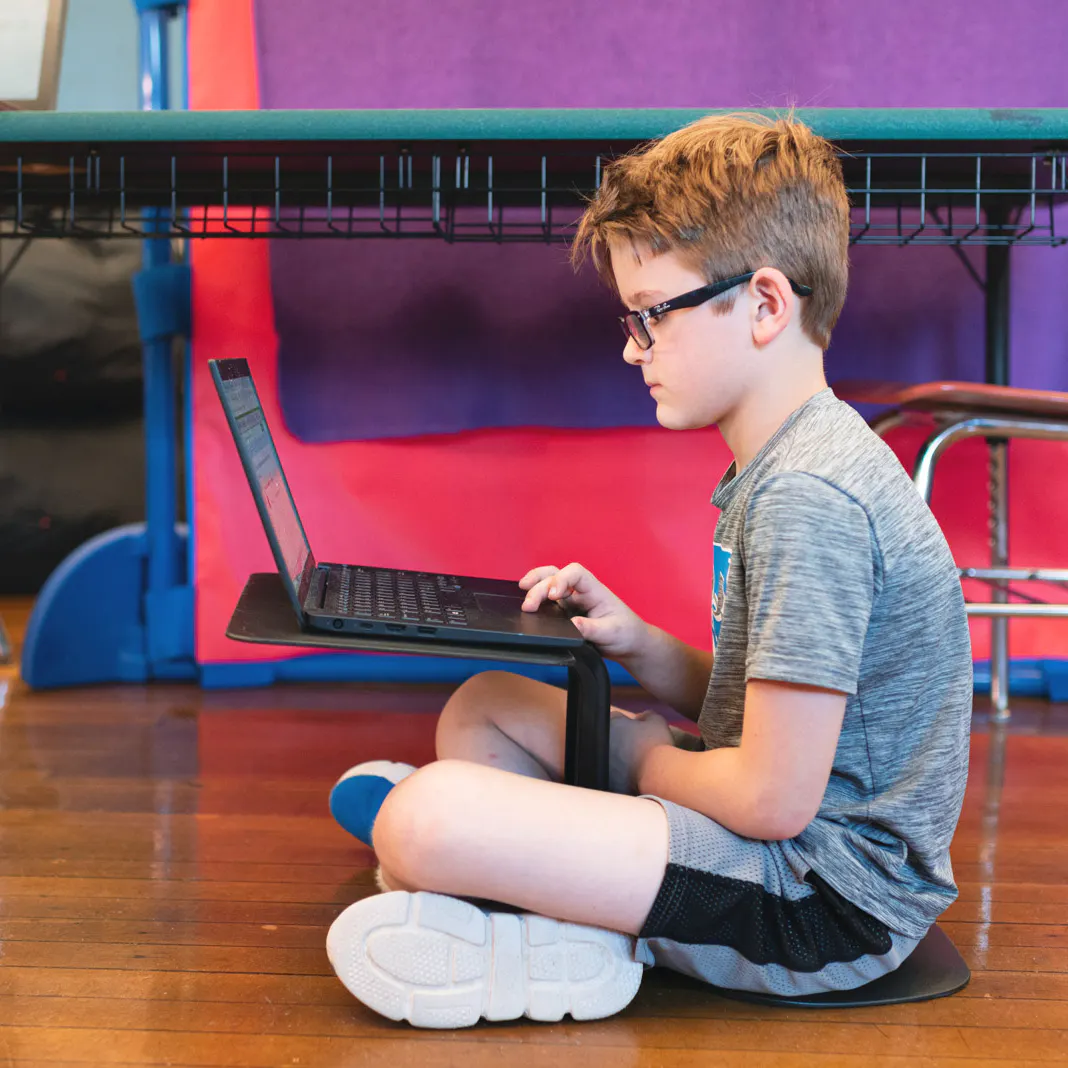 Student using a laptop
