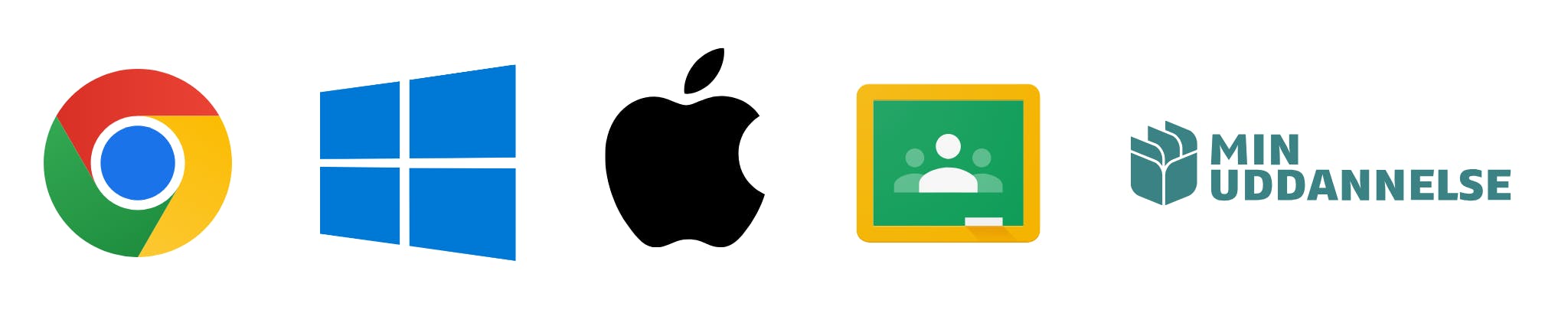 Google Chrome, Windows, Apple, Google Classroom and My Education logos