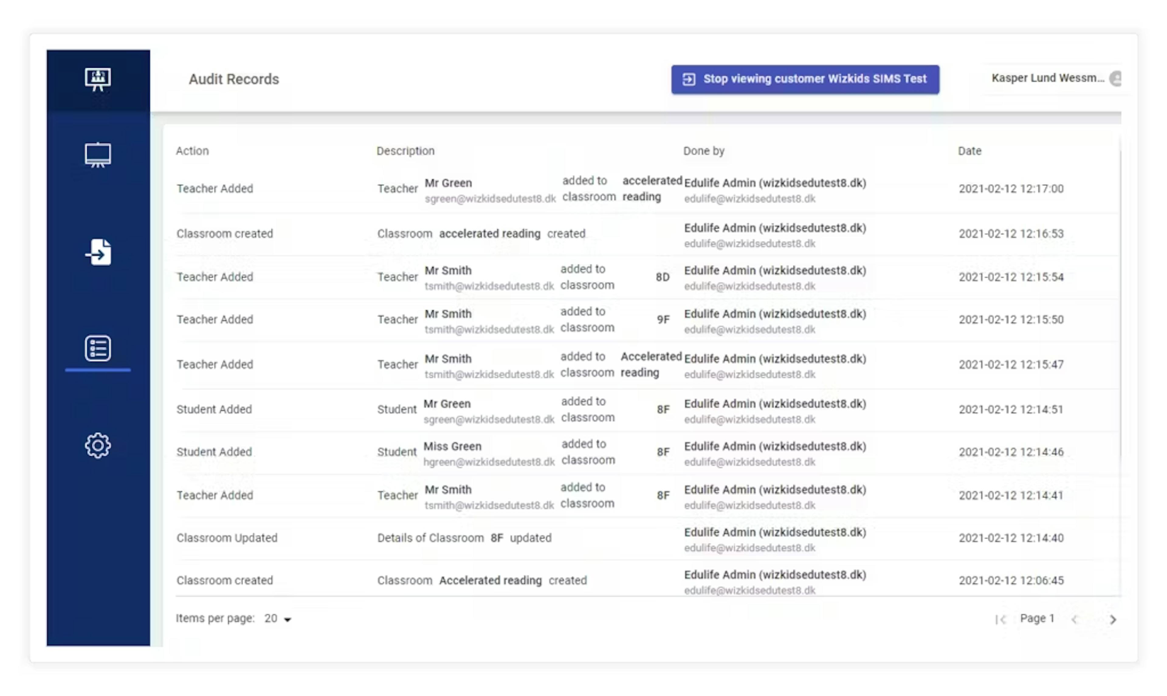 Classroom Manager - Intuitive søgefiltre gør det nemt at finde Classrooms.


