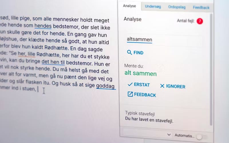 TxtAnalyser Forbedring af stavning, grammatik og tegnsætning