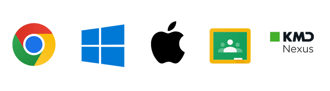 Google Chrome, Windows, Mac, Google Classroom, KMD Nexus-logoer
